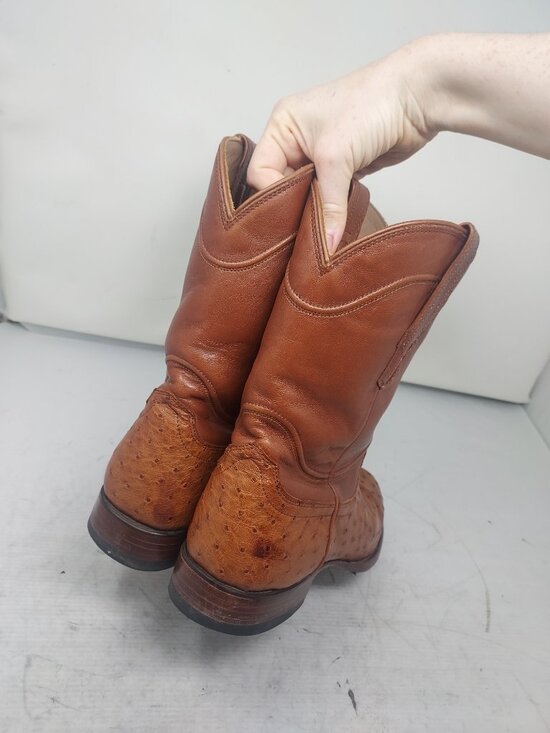 TECOVAS MENS The Earl Ostrich Pecan Brown Cowboy Boot